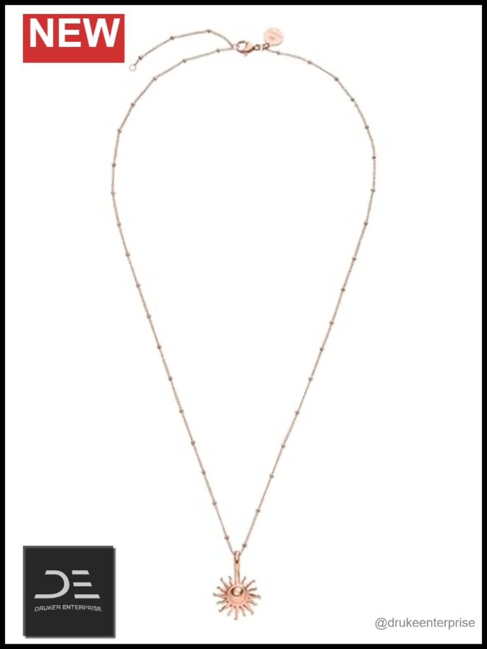 Purelei Sun Pendant Necklace 20-22in Adjustable 18K Gold Plated Stainless Steel